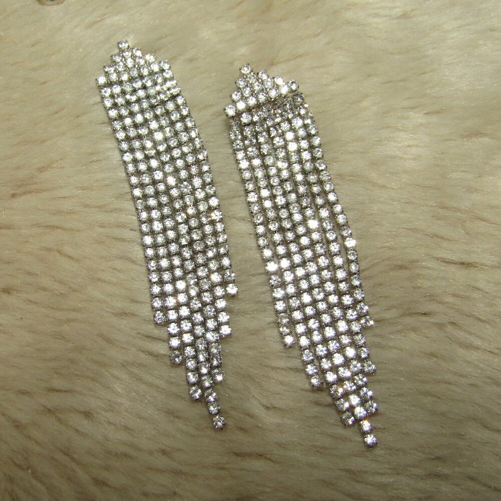 Vintage sterling silver crystal waterfall earrings